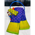 Women's Brasso Printed Saree With Unstitched Blouse 5.5Mtr (Blue)