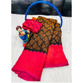 Women's Brasso Printed Saree With Unstitched Blouse 5.5Mtr (Black)