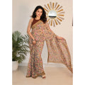 Women's Georgette Printed Saree With Unstitched Blouse 5.5Mtr (Brown)