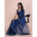 Women's Jimmy choo Embellished Bollywood Saree With Unstitched Blouse 5.5Mtr (Blue)