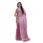 Women's Jimmy choo Embellished Bollywood Saree With Unstitched Blouse 5.5Mtr (Magenta)