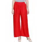 Women's Casual Rayon Solid Ankle Length Palazzo (Red, Free Size)