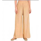 Women's Casual Rayon Solid Ankle Length Palazzo (Golden , Free Size)