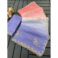 Women's Digital Printed   Geogette Saree With Unstitched Blouse (Purple, 5-6 Mtrs)