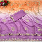 Women's Digital Printed   Geogette Saree With Unstitched Blouse (Wine, 5-6 Mtrs)