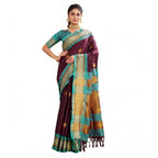 Women's Silk Blended Jaquard Woven Saree With Unstitched Blouse 5.5Mtr (Purple)
