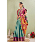 Women's Silk Blended Jaquard Woven Saree With Unstitched Blouse 5.5Mtr (Light Green)