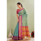 Women's Silk Blended Jaquard Woven Saree With Unstitched Blouse 5.5Mtr (Light Green)