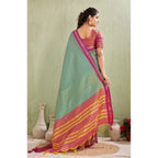 Women's Silk Blended Jaquard Woven Saree With Unstitched Blouse 5.5Mtr (Light Green)