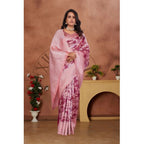 Women's Banarasi Silk Jaquard Woven Saree With Unstitched Blouse 5.5Mtr (Pink)