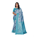 Women's Banarasi Silk Jaquard Woven Saree With Unstitched Blouse 5.5Mtr (Light Blue)