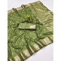 Women's Jacquard Silk Jaquard Woven Saree With Unstitched Blouse 5.5Mtr (Green)