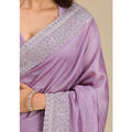 Women's Silk Embroidred Saree With Unstitched Blouse 5.5Mtr (Purple)