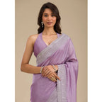 Women's Silk Embroidred Saree With Unstitched Blouse 5.5Mtr (Purple)
