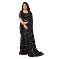Women's Georgette Printed Saree With Unstitched Blouse 5.5Mtr (Black)