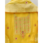 Women's Banarasi Silk Printed Unstitched Salwar Suit Material With Dupatta (Yellow, 3Mtrs)