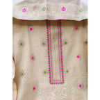 Women's Banarasi Silk Printed Unstitched Salwar Suit Material With Dupatta (Cream, 3Mtrs)