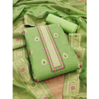 Women's Banarasi Silk Printed Unstitched Salwar Suit Material With Dupatta (Pista, 3Mtrs)