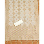 Women's Banarasi Silk Printed Unstitched Salwar Suit Material With Dupatta (White, 3Mtrs)