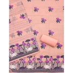 Women's Banarasi Silk Printed Unstitched Salwar Suit Material With Dupatta (Peach, 3Mtrs)