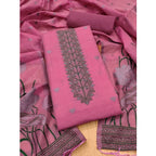 Women's Banarasi Silk Printed Unstitched Salwar Suit Material With Dupatta (Pink, 3Mtrs)