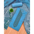 Women's Banarasi Silk Printed Unstitched Salwar Suit Material With Dupatta (SkyBlue, 3Mtrs)
