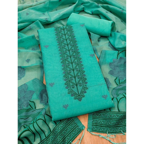 Women's Banarasi Silk Printed Unstitched Salwar Suit Material With Dupatta (sea Green, 3Mtrs)