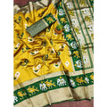 Women's Soft Litchi Silk Jacquard Work Saree With Unstitched Blouse 5.5Mtr (Yellow-Green)