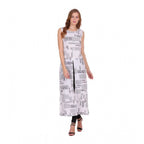 Women's Casual Crepe Sleeveless Slit Dress (White)