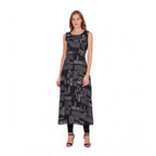 Women's Casual Crepe Sleeveless Slit Dress (Black)
