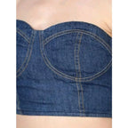 Women's Casual Denim Sleeveless Bluster Top (Blue)