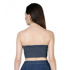 Women's Casual Denim Sleeveless Bluster Top (Blue)