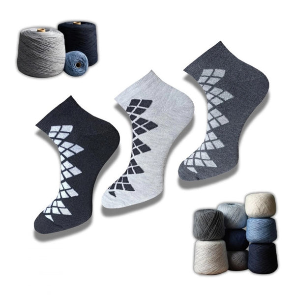 3_Pair Set Unisex Casual Cotton Printed Low Cut Socks (Multicolor)
