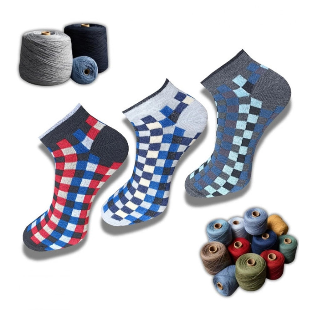 3_Pair Set Unisex Casual Cotton Printed Low Cut Socks (Multicolor)