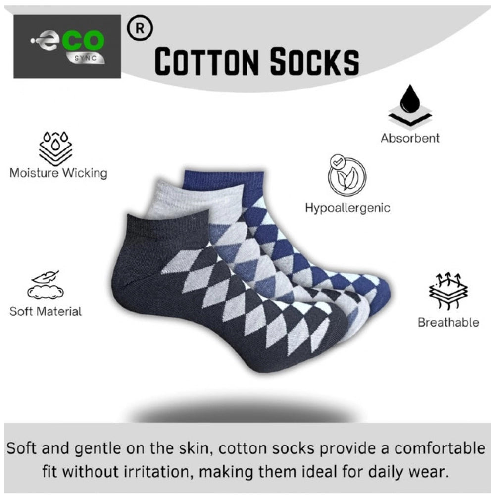 3_Pair Set Unisex Casual Cotton Printed Low Cut Socks (Multicolor)