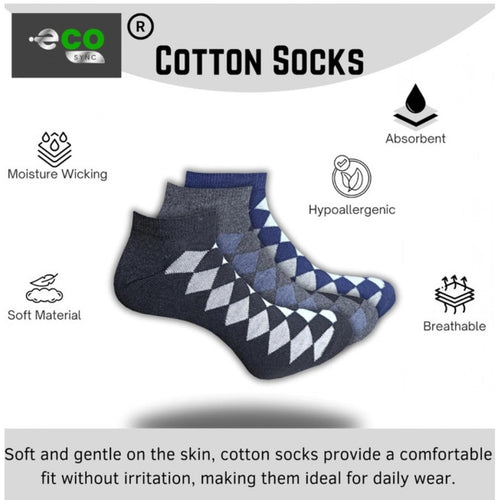 3_Pair Set Unisex Casual Cotton Printed Low Cut Socks (Multicolor)