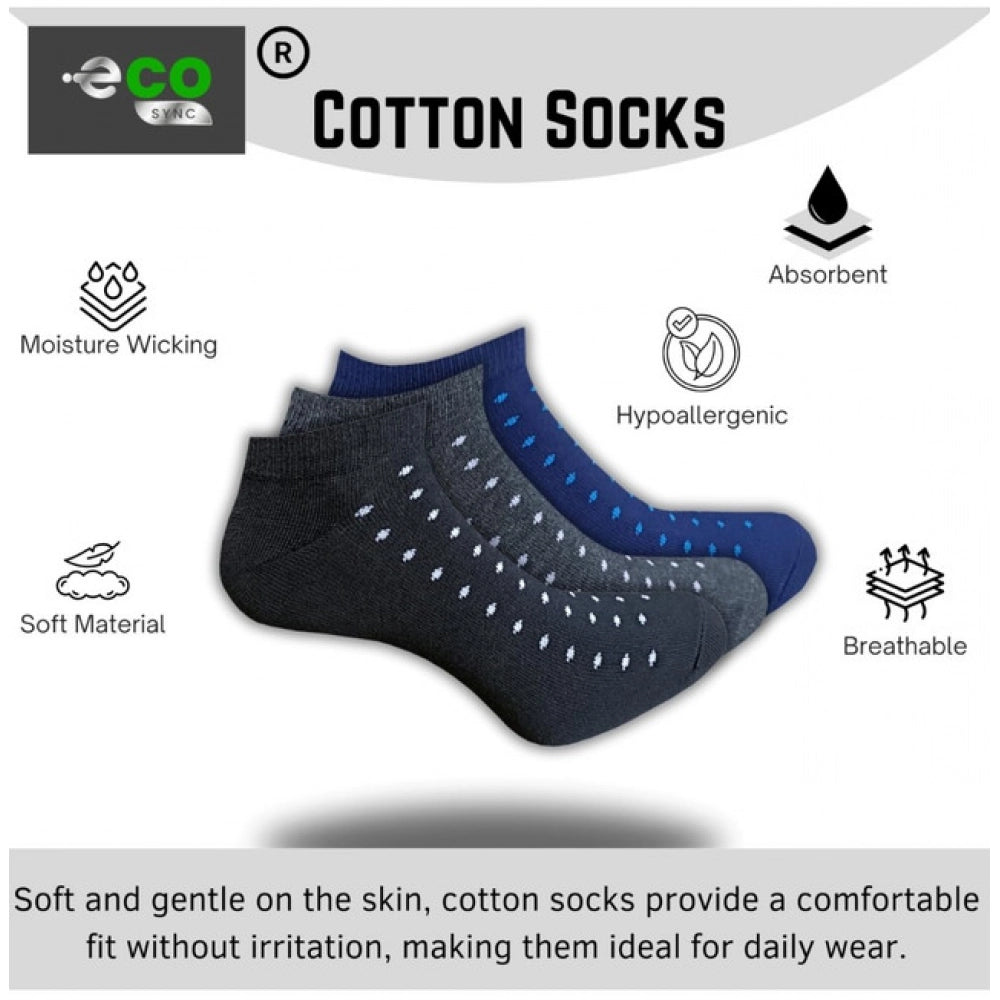3_Pair Set Unisex Casual Cotton Printed Low Cut Socks (Multicolor)