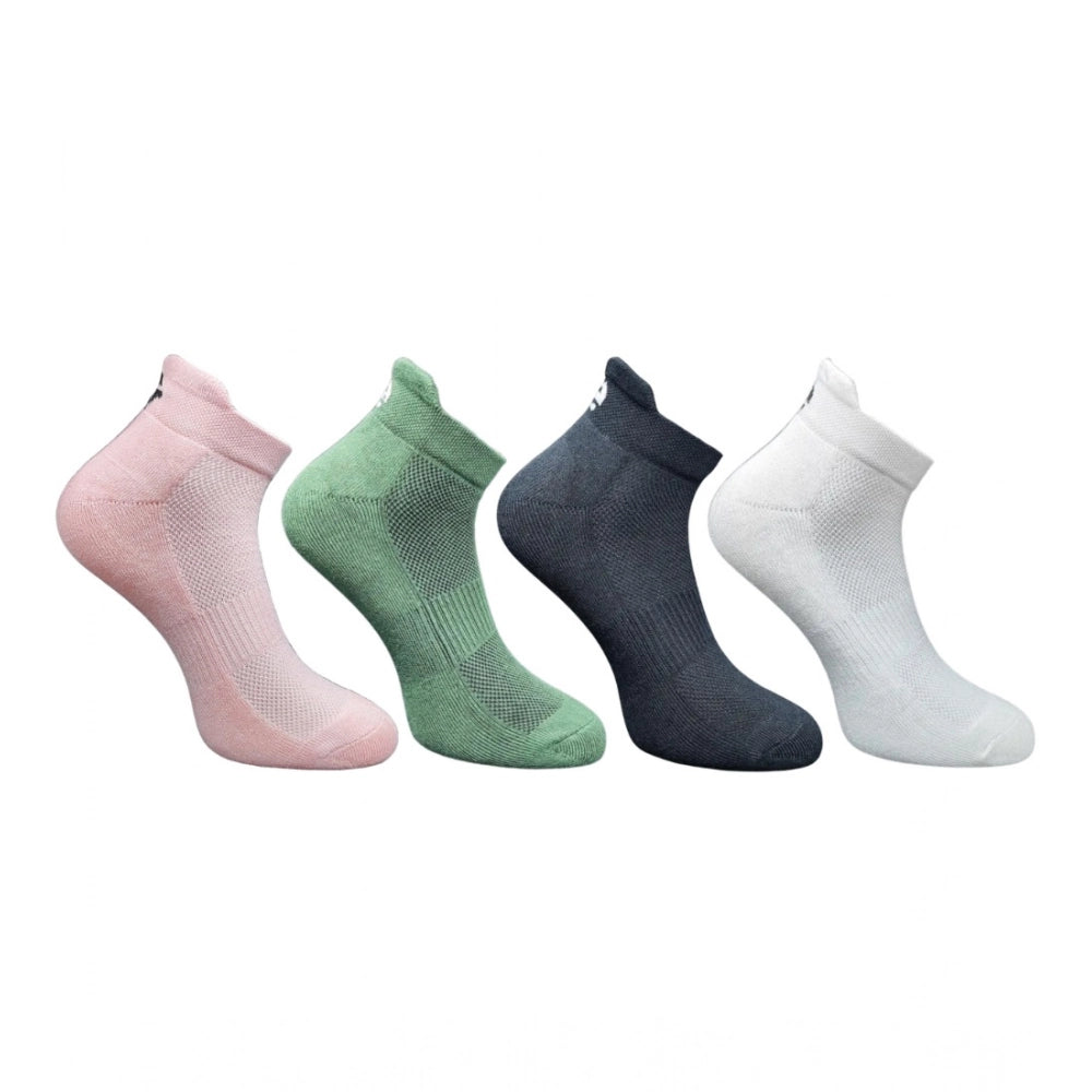 4_Pair Set Unisex Casual Bamboo Cotton Printed Ankle Length Socks (Multicolor)
