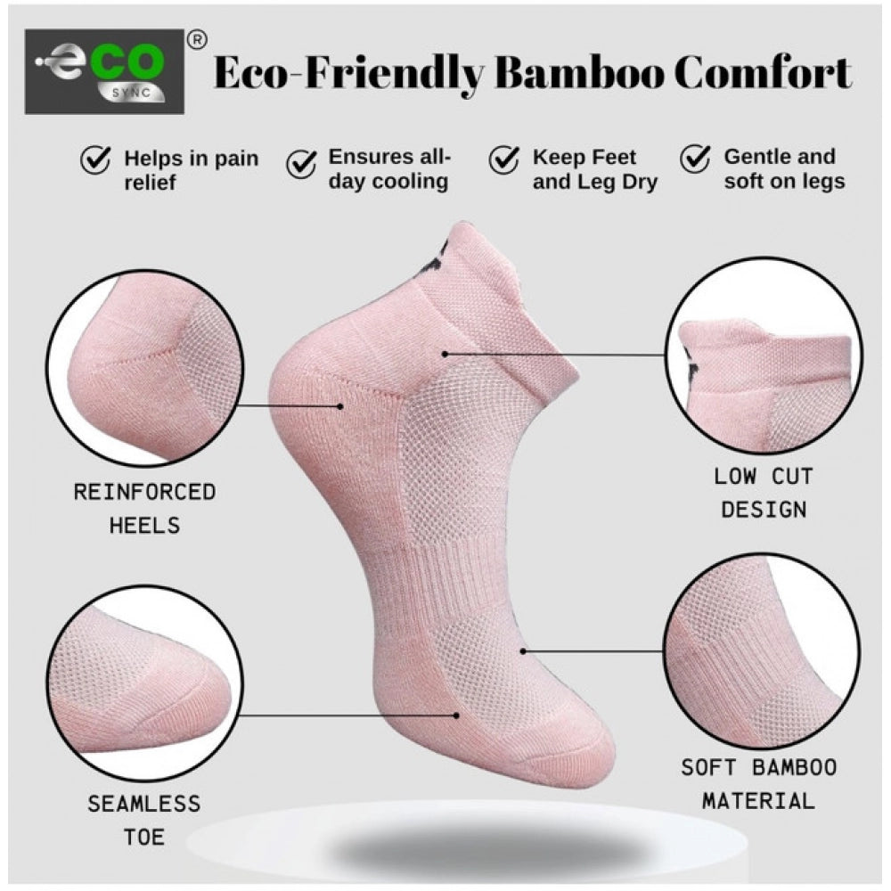 4_Pair Set Unisex Casual Bamboo Cotton Printed Ankle Length Socks (Multicolor)