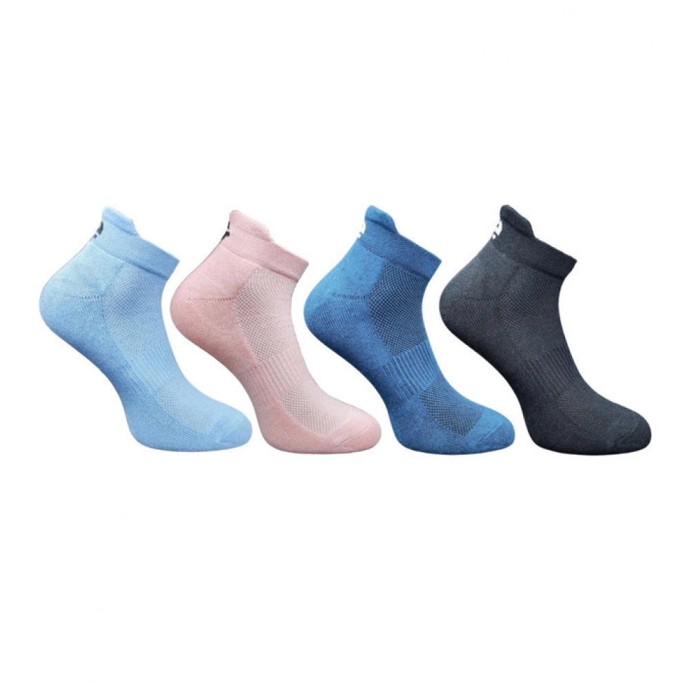 4_Pair Set Unisex Casual Bamboo Cotton Printed Ankle Length Socks (Multicolor)