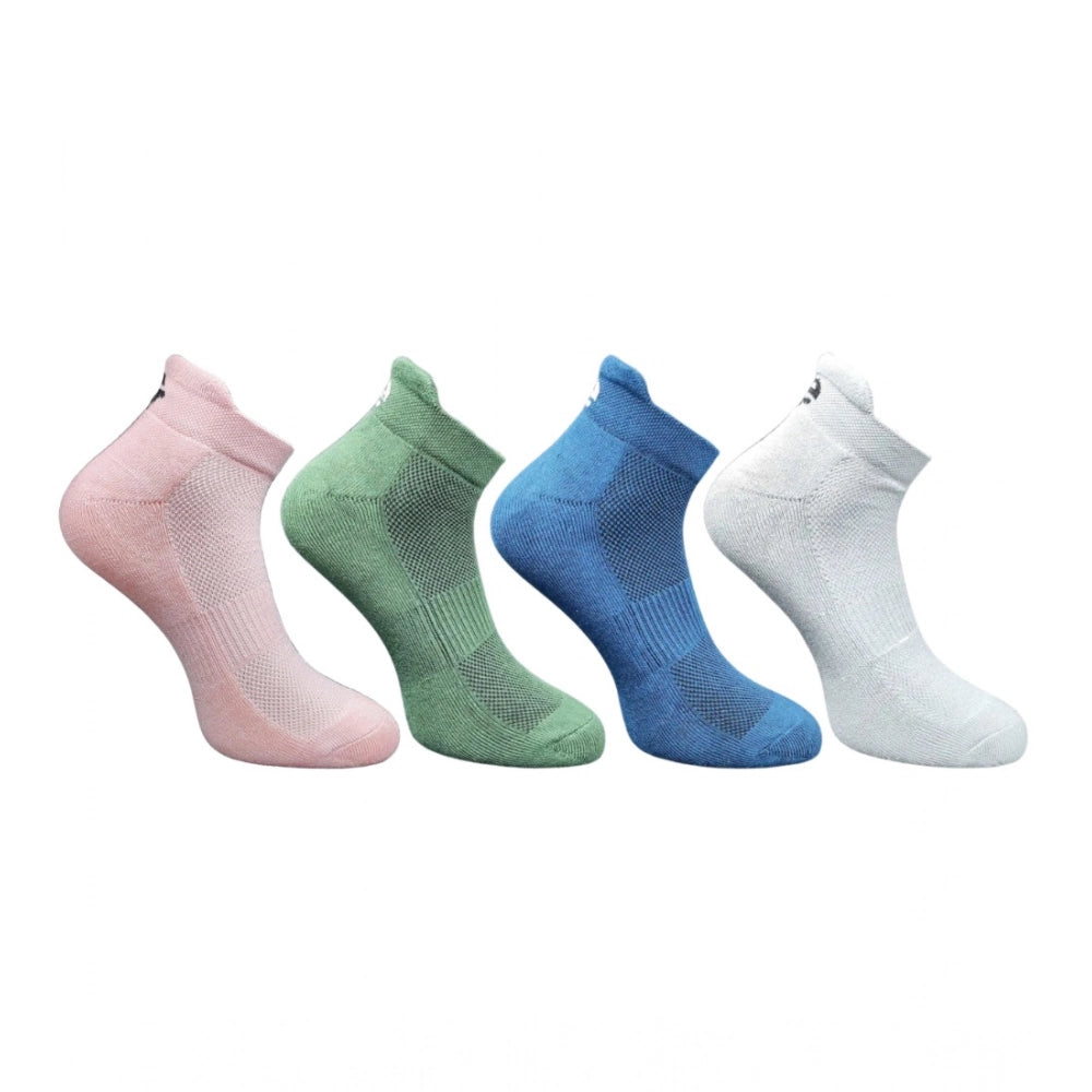 4_Pair Set Unisex Casual Bamboo Cotton Printed Ankle Length Socks (Multicolor)