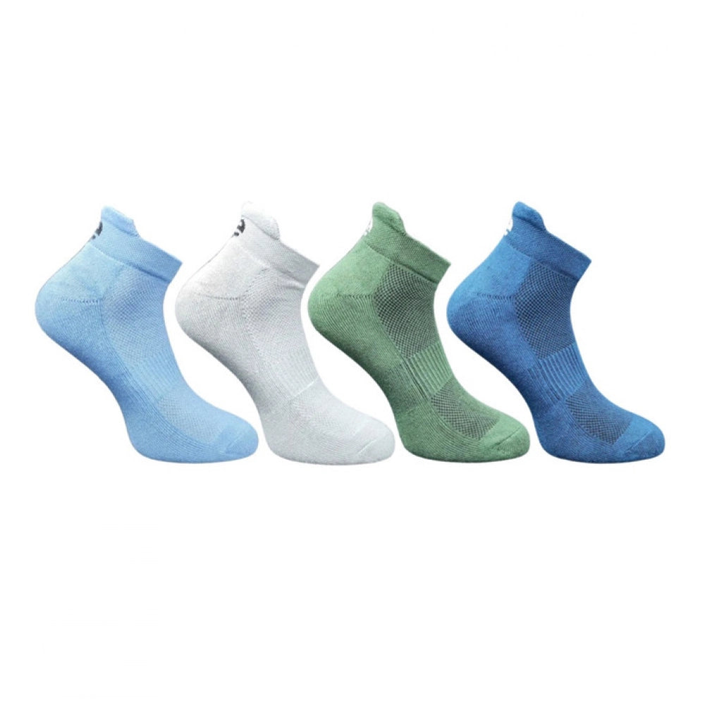 4_Pair Set Unisex Casual Bamboo Cotton Printed Ankle Length Socks (Multicolor)