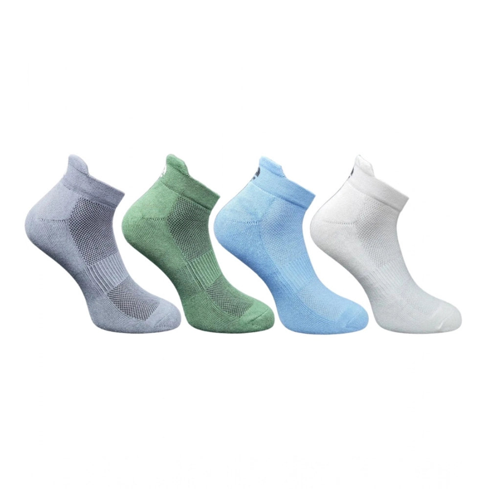 4_Pair Set Unisex Casual Bamboo Cotton Printed Ankle Length Socks (Multicolor)