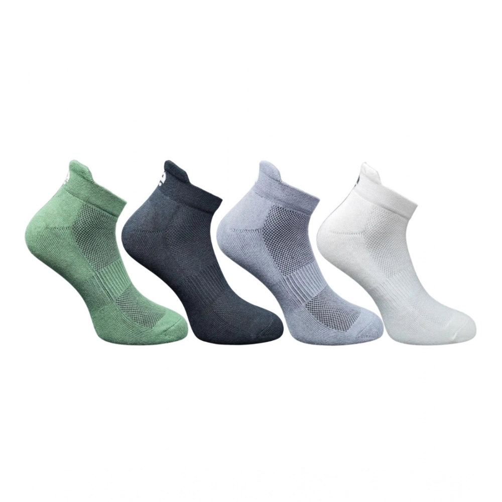 4_Pair Set Unisex Casual Bamboo Cotton Printed Ankle Length Socks (Multicolor)