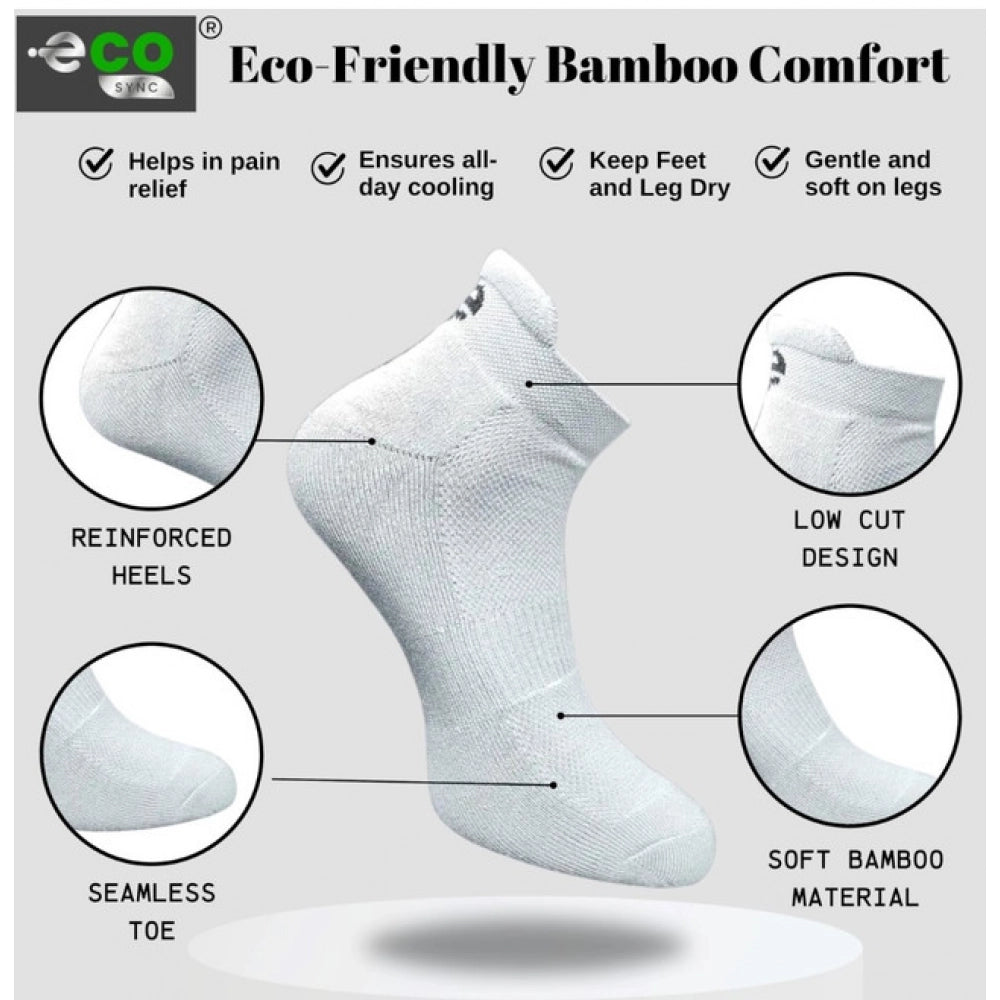 4_Pair Set Unisex Casual Bamboo Cotton Printed Ankle Length Socks (Multicolor)