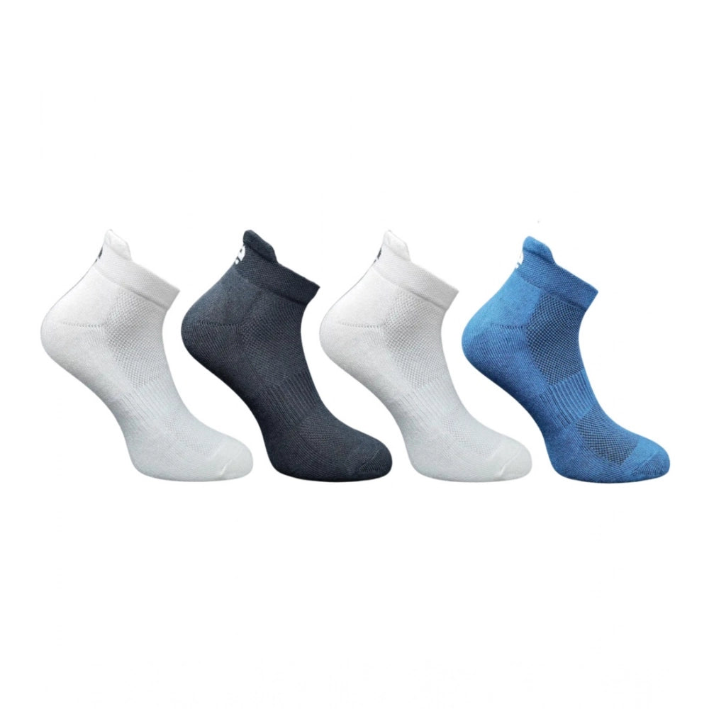 4_Pair Set Unisex Casual Bamboo Cotton Printed Ankle Length Socks (Multicolor)