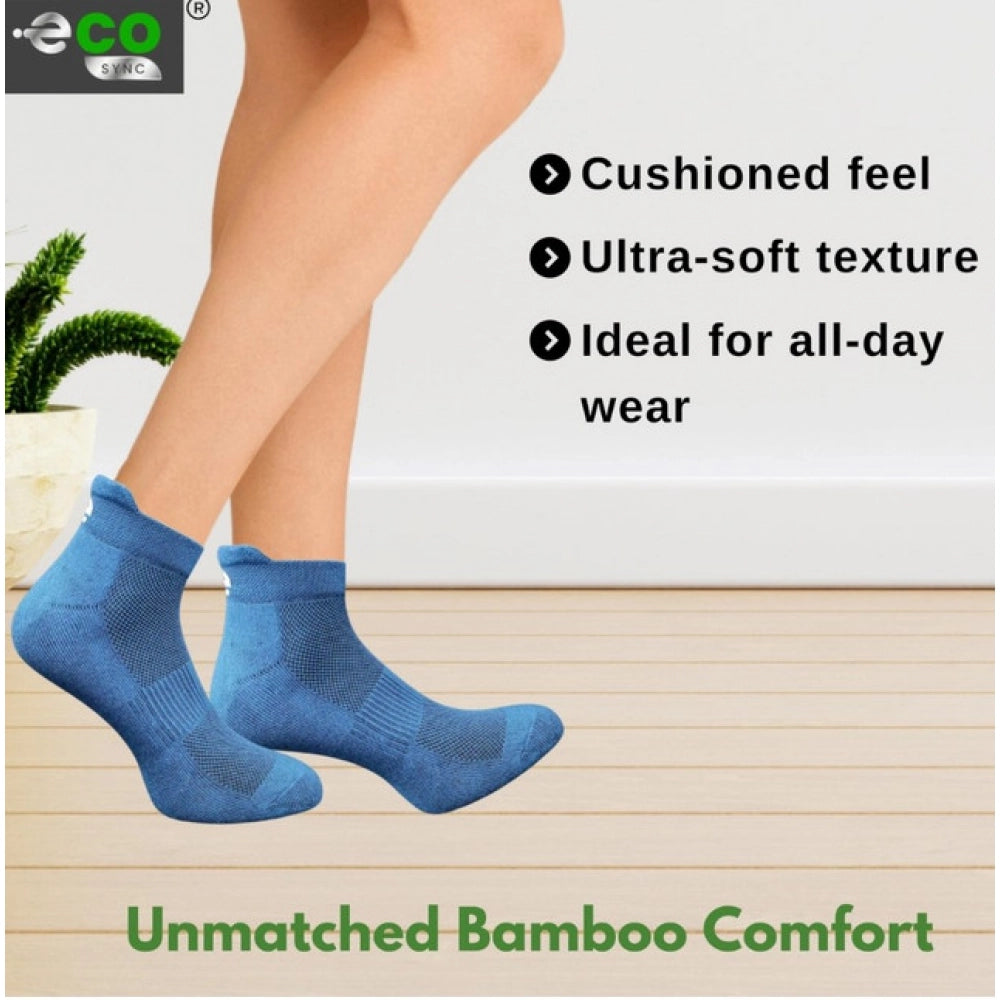 4_Pair Set Unisex Casual Bamboo Cotton Printed Ankle Length Socks (Multicolor)