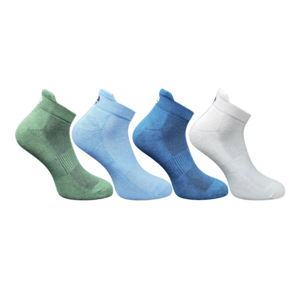 4_Pair Set Unisex Casual Bamboo Cotton Printed Ankle Length Socks (Multicolor)