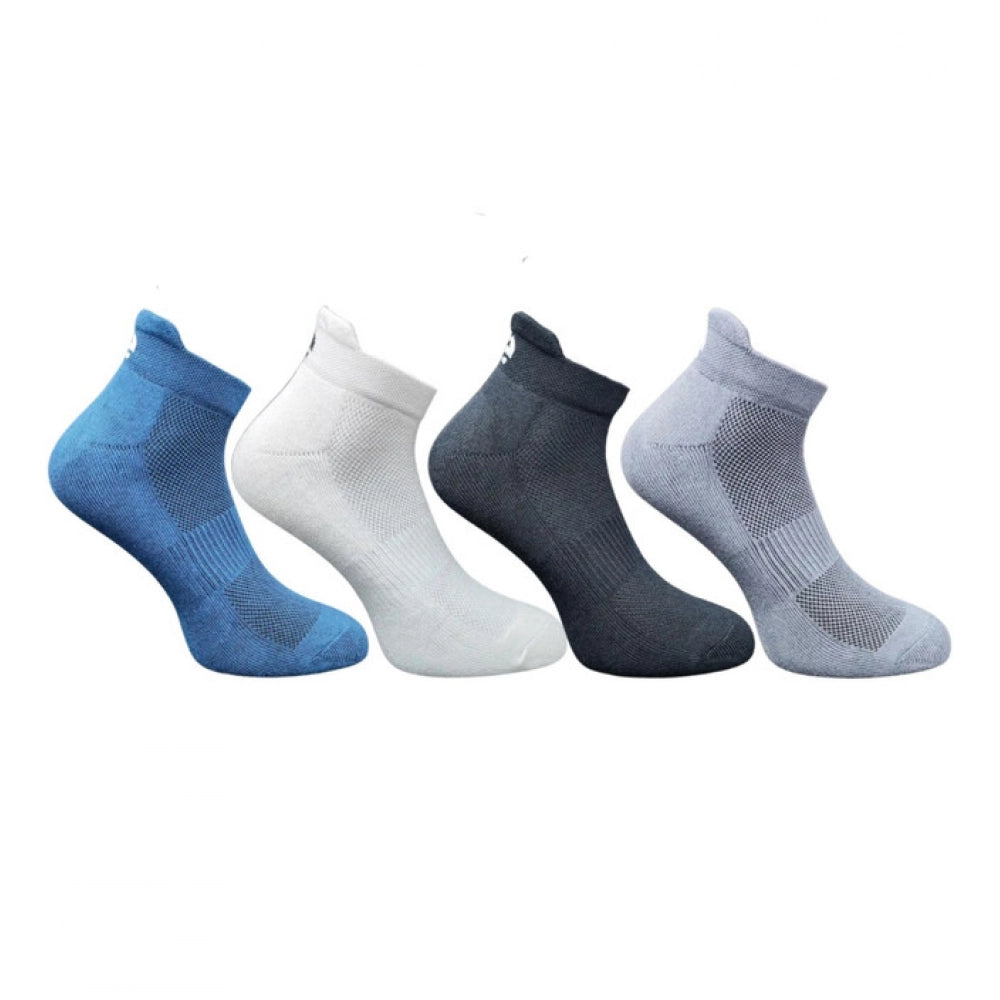 4_Pair Set Unisex Casual Bamboo Cotton Printed Ankle Length Socks (Multicolor)