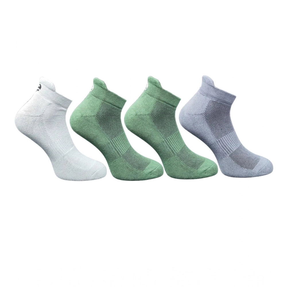 4_Pair Set Unisex Casual Bamboo Cotton Printed Ankle Length Socks (Multicolor)